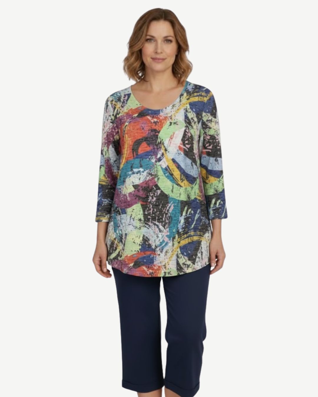 Colour Burst Viscose Burnout Jersey Top Corfu Jeans