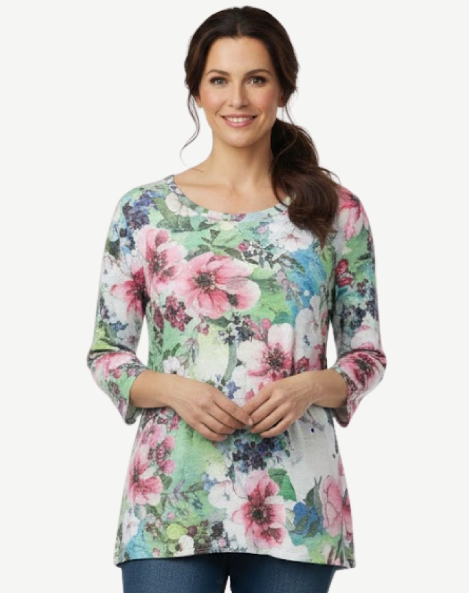 Petal Party Viscose Burnout Jersey Top Corfu Jeans