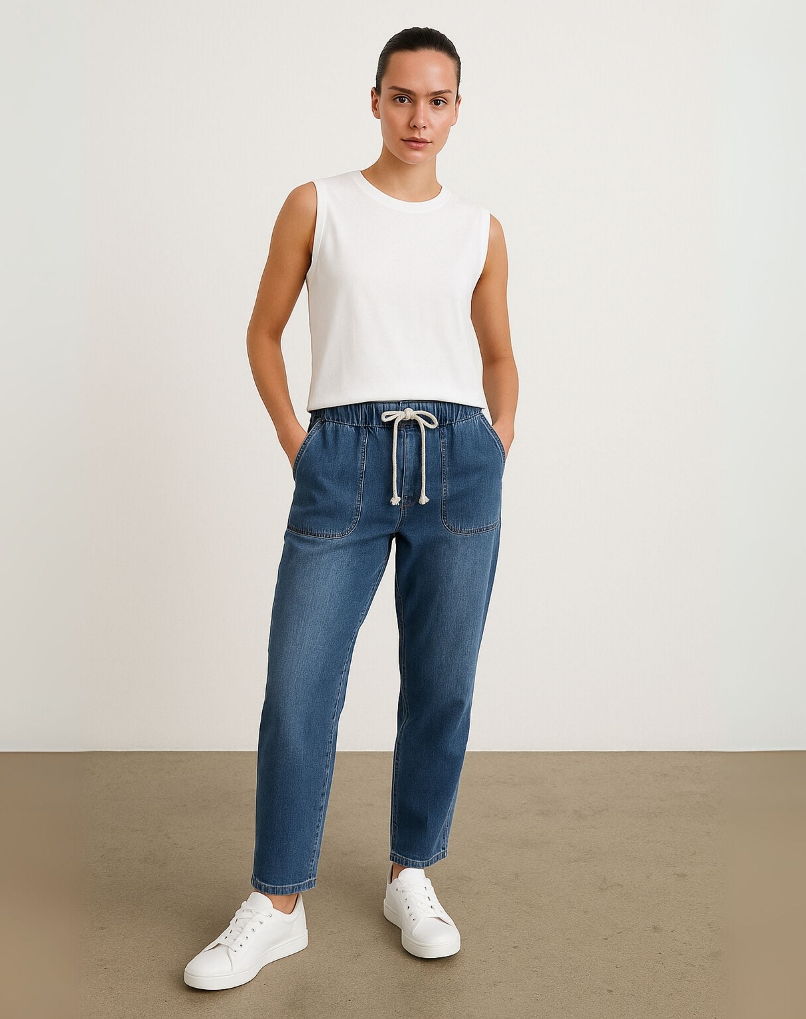 Optic White Cotton Jersey Tank Top Corfu Jeans