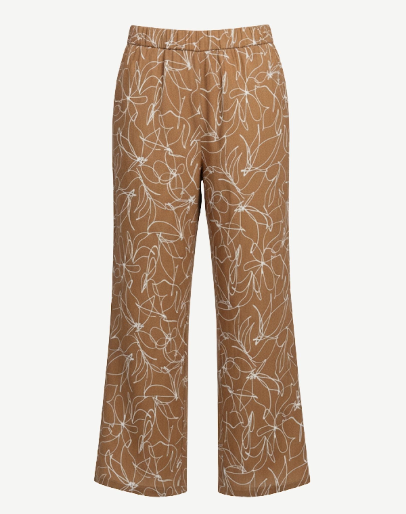 Mocha Mousse Linen Printed Pants Corfu Jeans