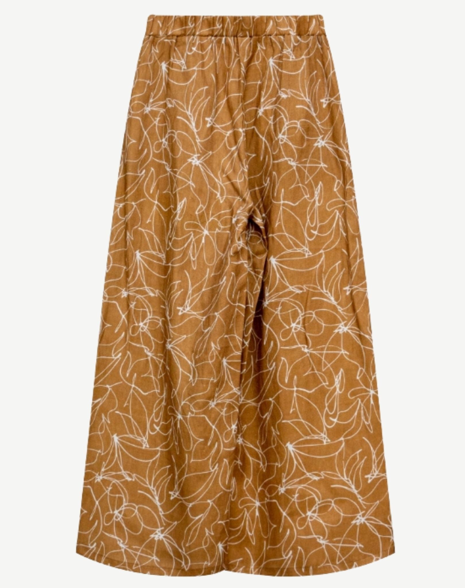 Mocha Mousse Linen Printed Pants Corfu Jeans