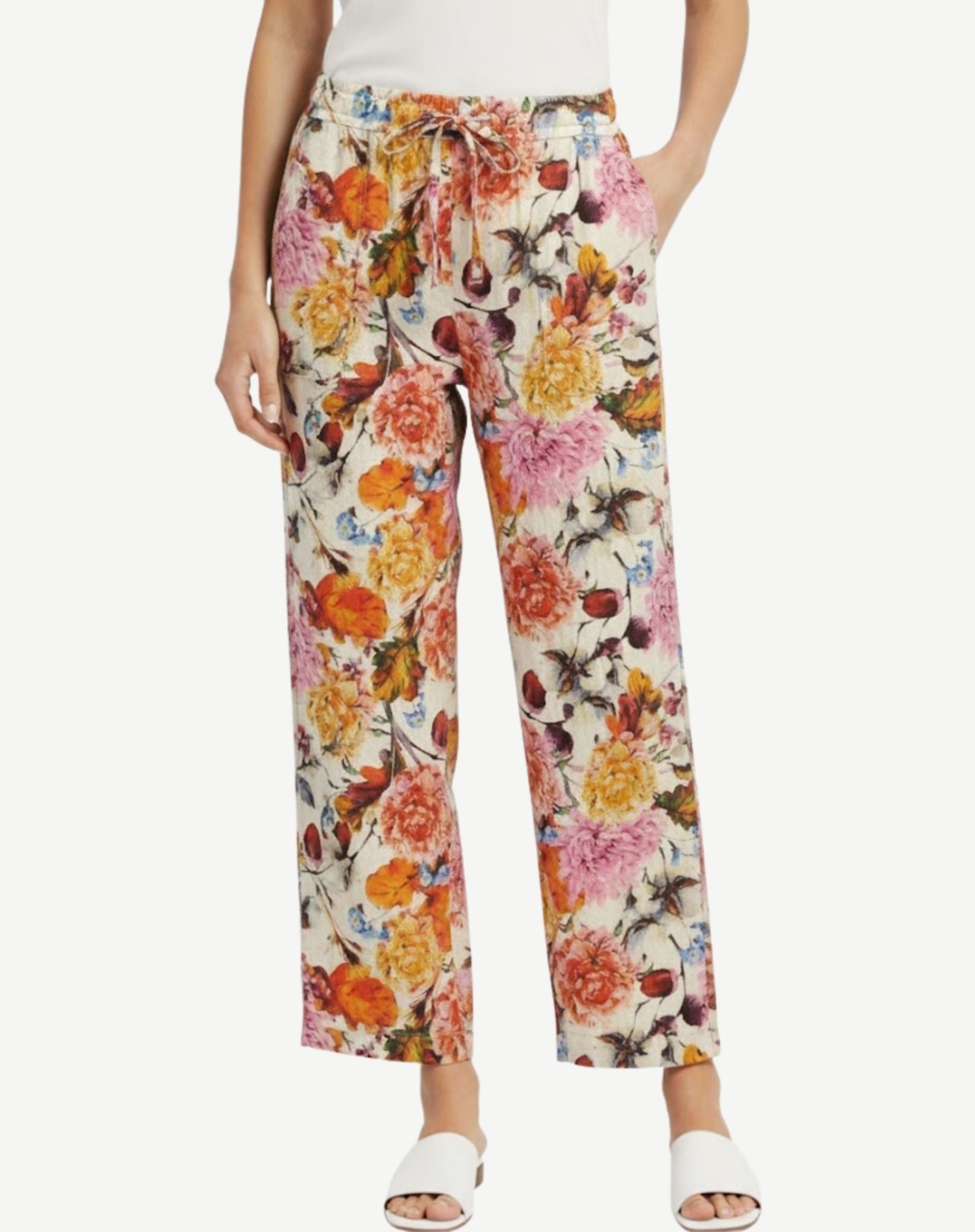 Petal Soft Printed Linen Pants Corfu Jeans