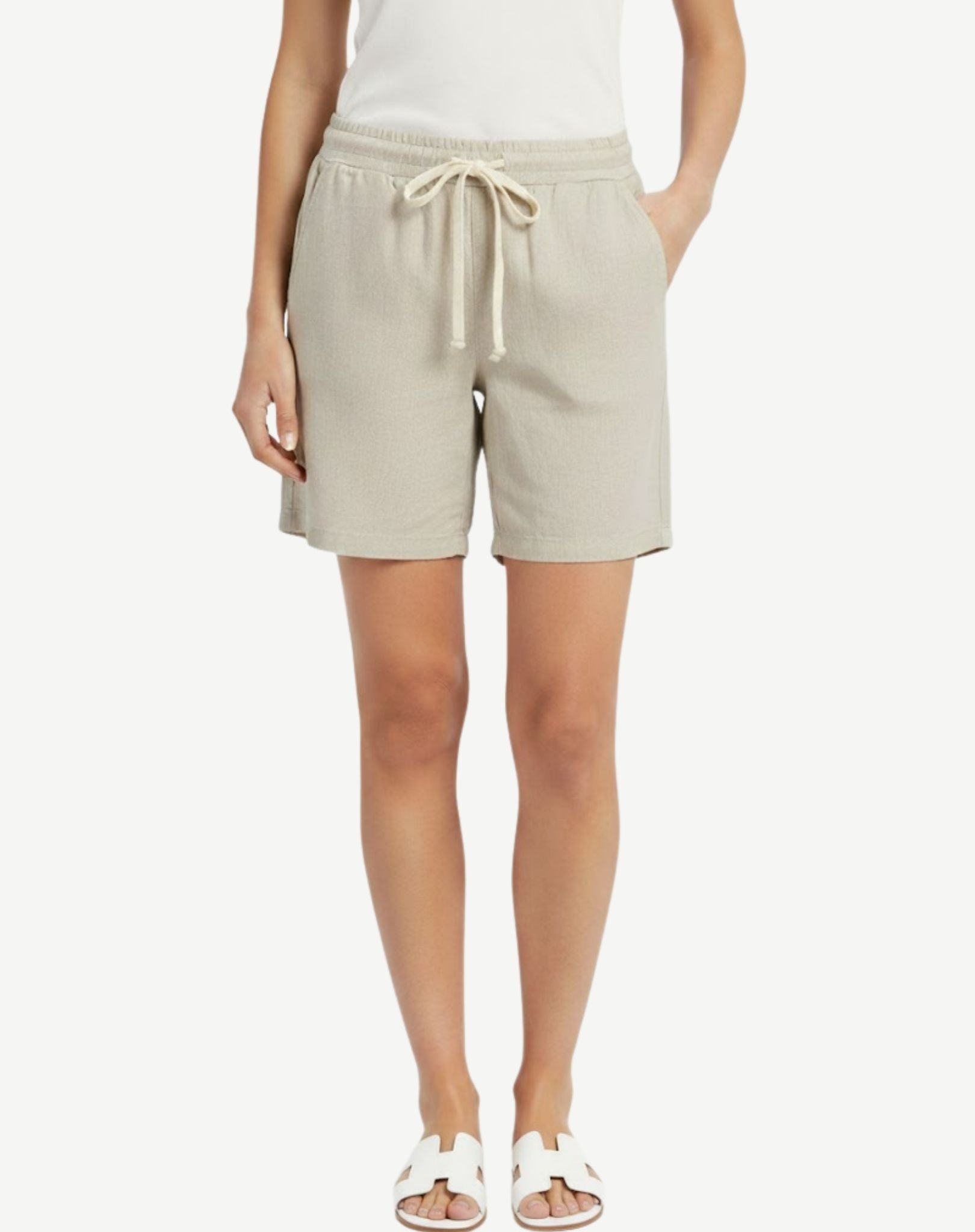 Nougat Sandwashed Linen Shorts Corfu Jeans