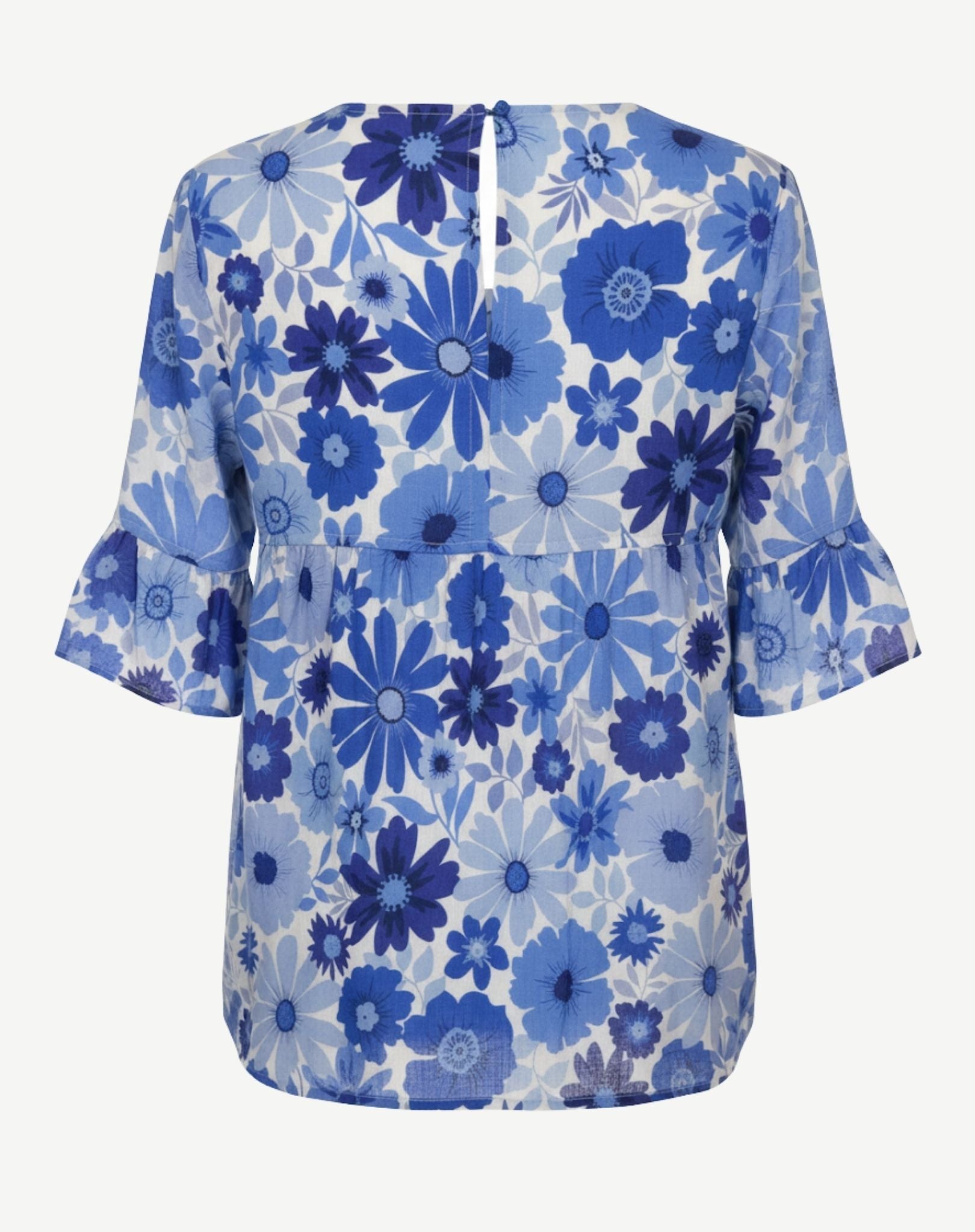 Blue Blooms Linen Printed Short Sleeve Top Corfu Jeans