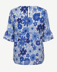 Blue Blooms Linen Printed Short Sleeve Top Corfu Jeans