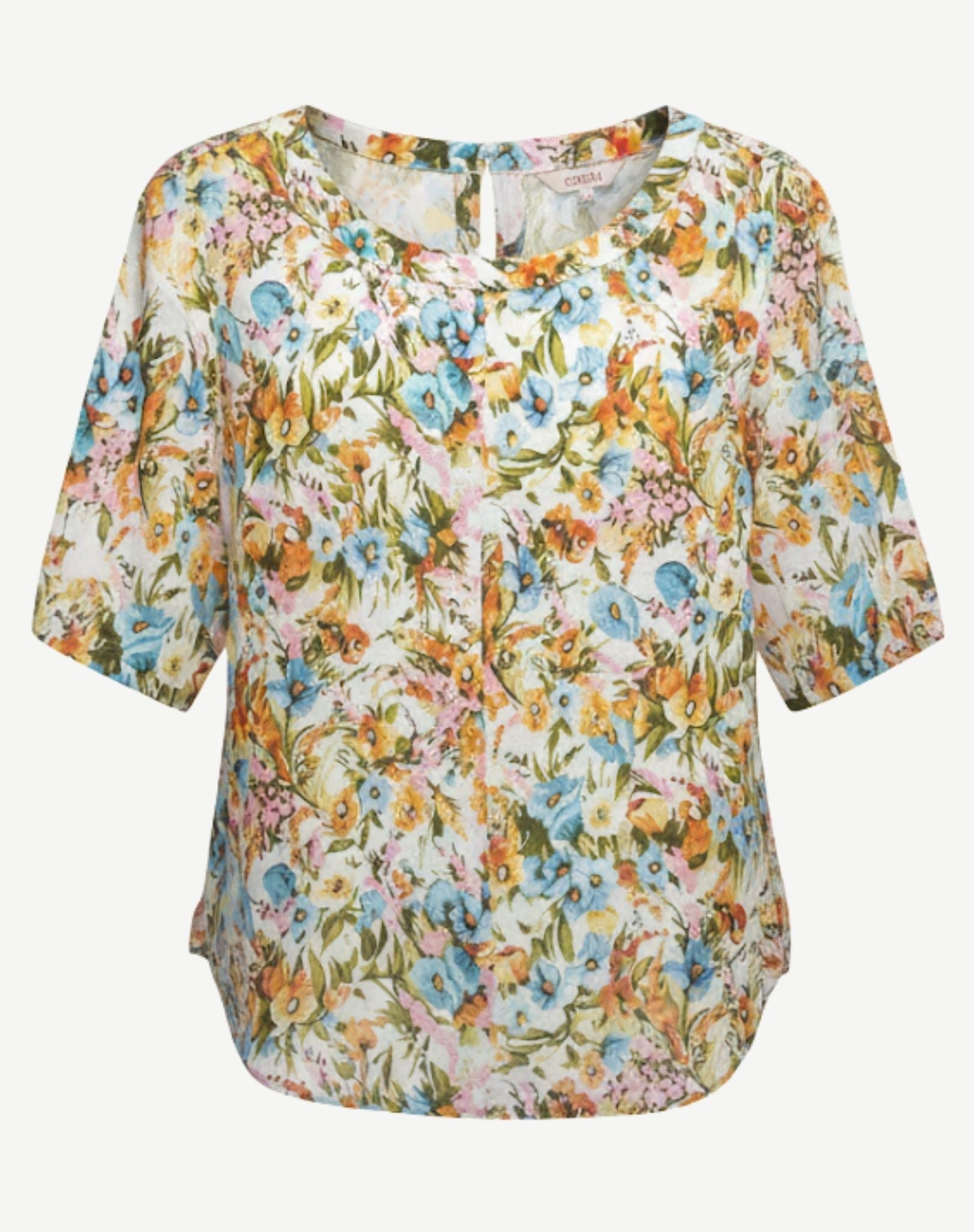 Happy Valley Linen Printed Short Sleeve Top Corfu Jeans