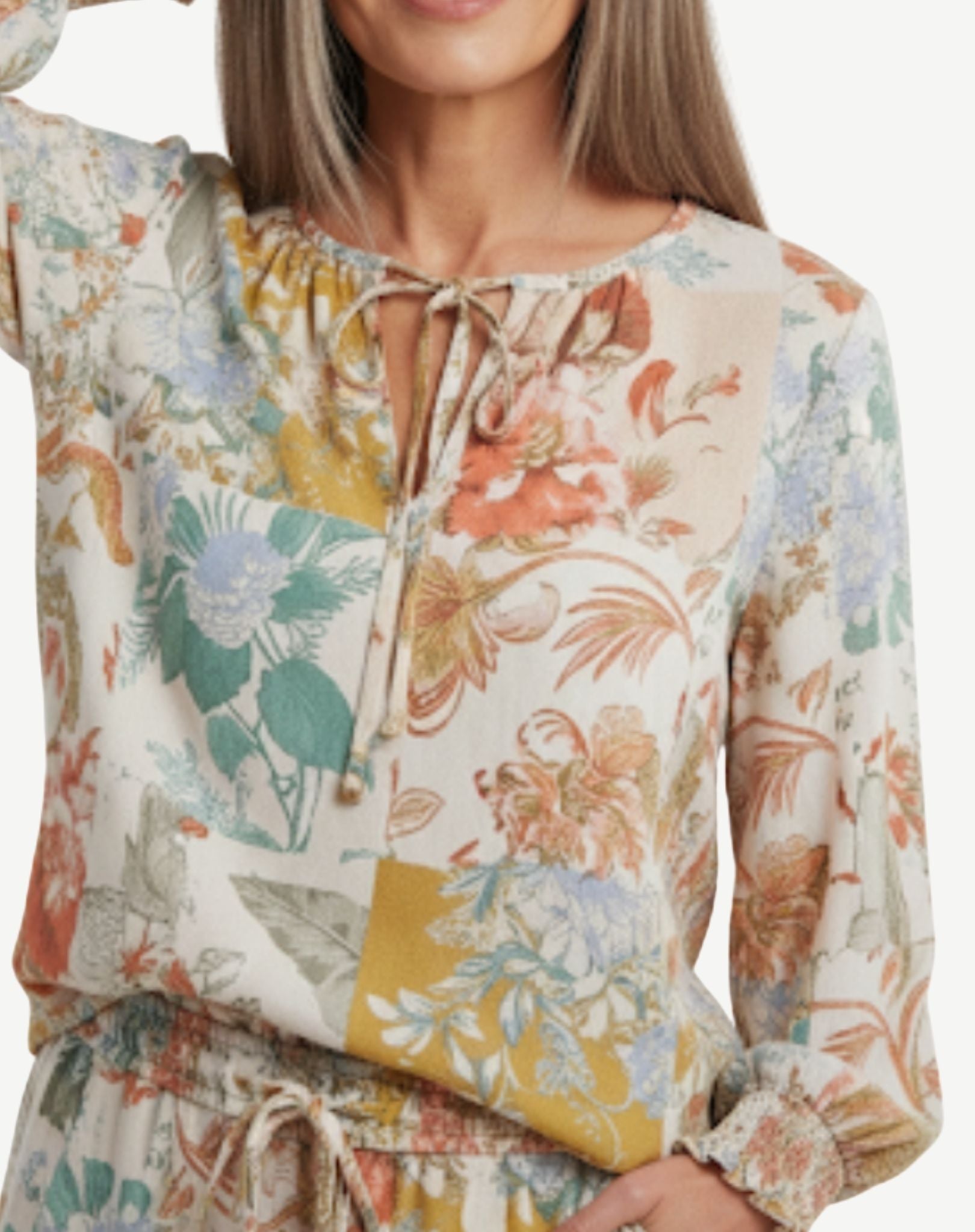 Blush & Bloom Linen Long Sleeve Blouse Corfu Jeans
