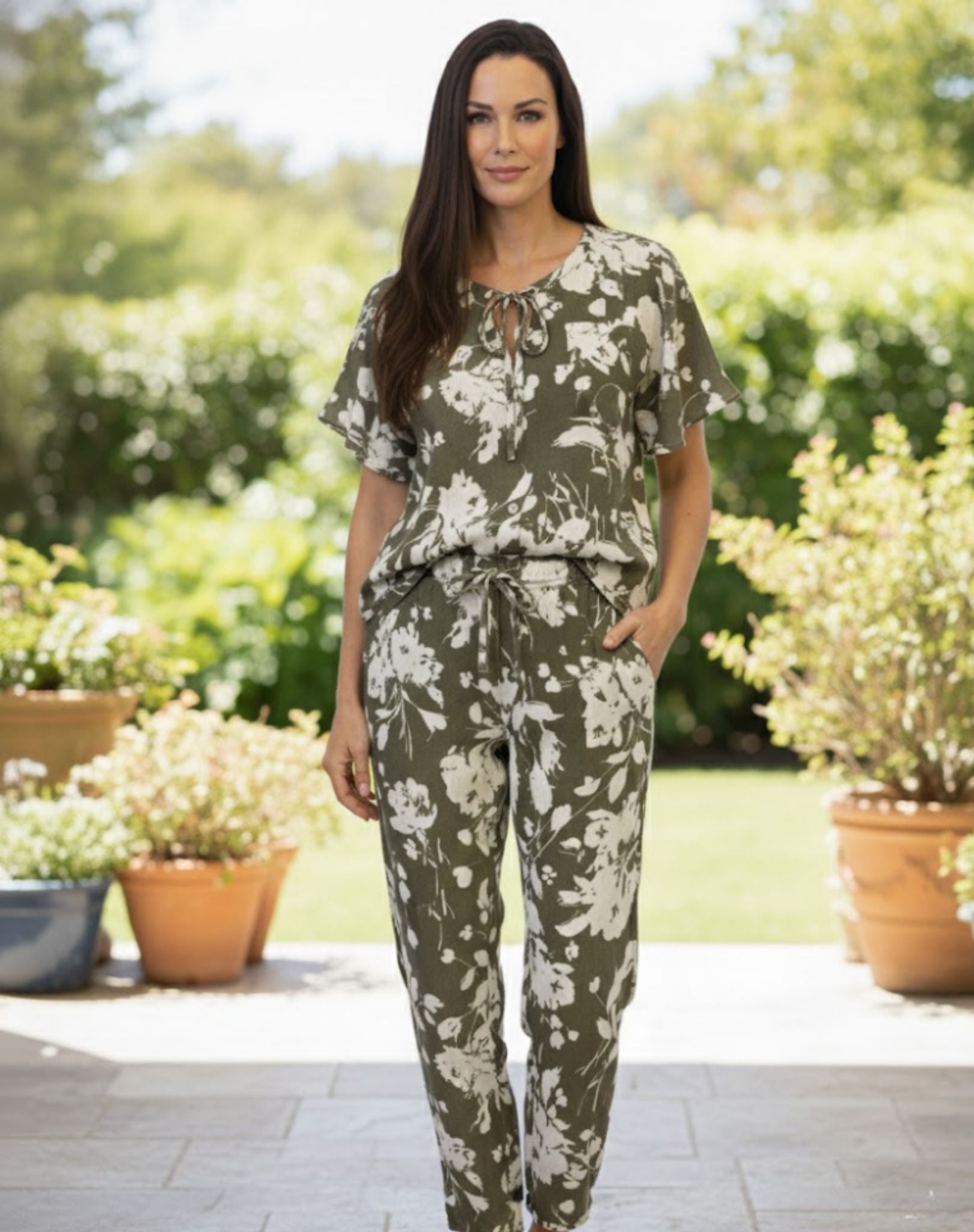 Sweet Basil Linen Short Sleeve Blouse Corfu Jeans