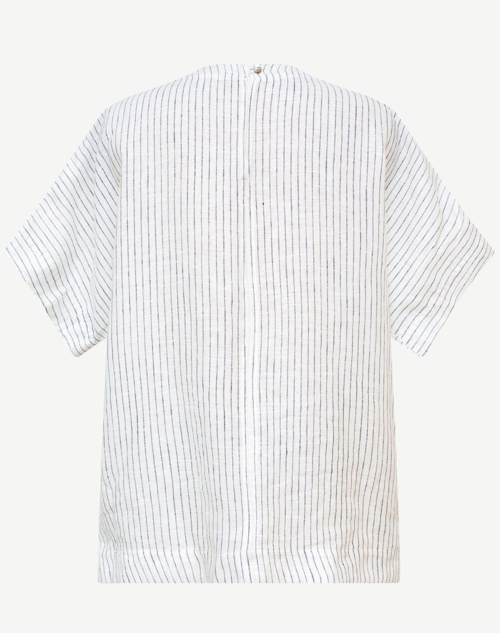 White Ink Stripe Linen Short Sleeve Top Corfu Jeans