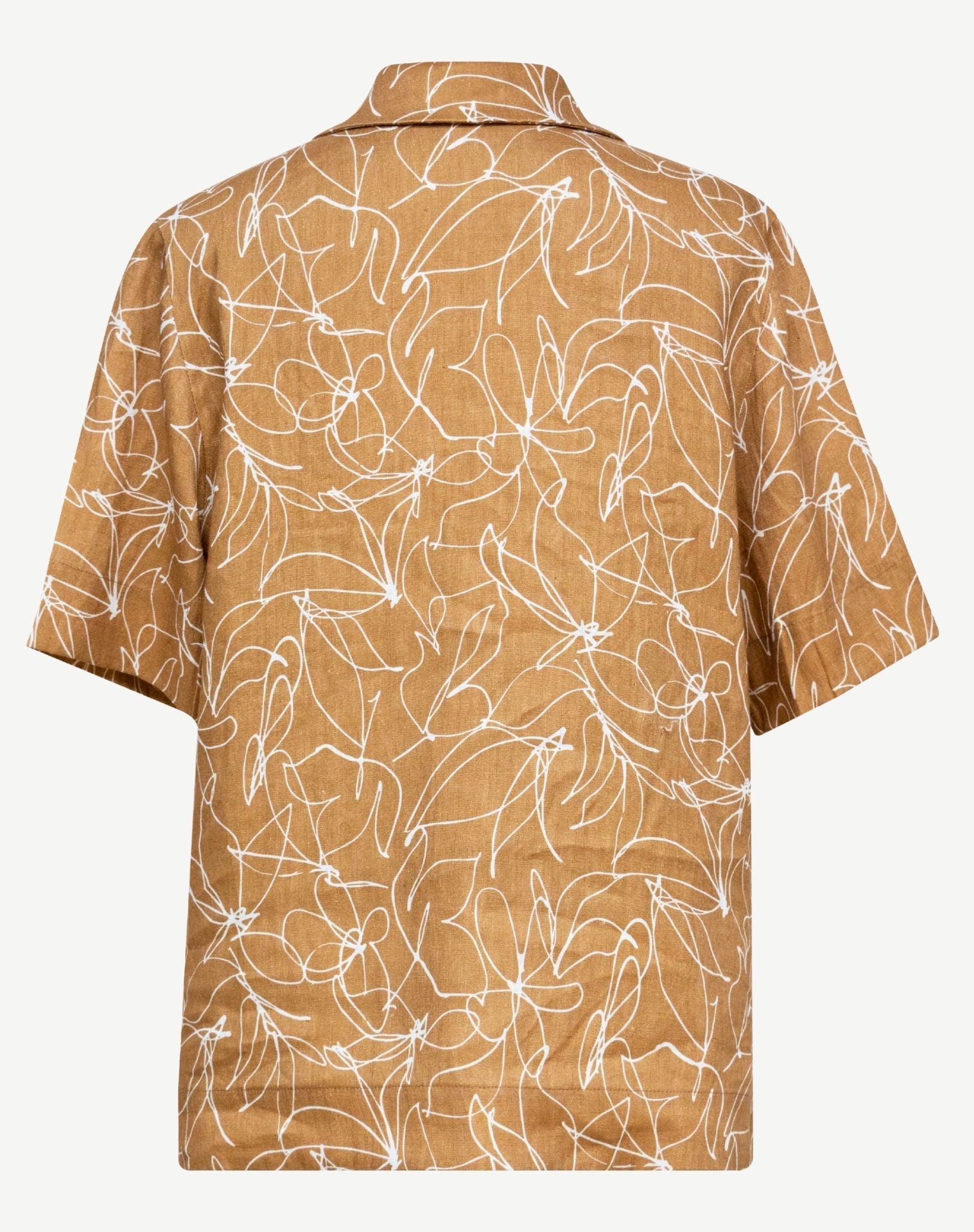 Mocha Mousse Linen Printed Short Sleeve Shirt Corfu Jeans