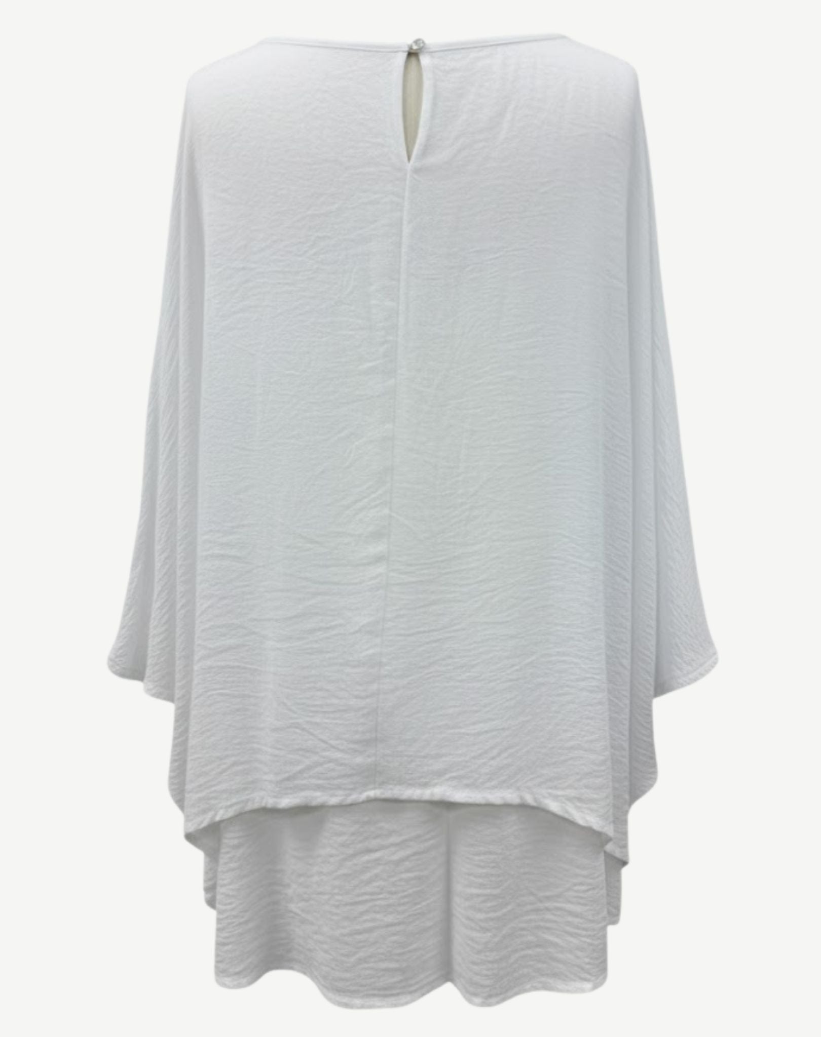 White Crepe Georgette Batwing Blouse Corfu Jeans
