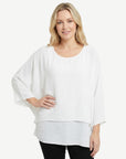 White Crepe Georgette Batwing Blouse Corfu Jeans