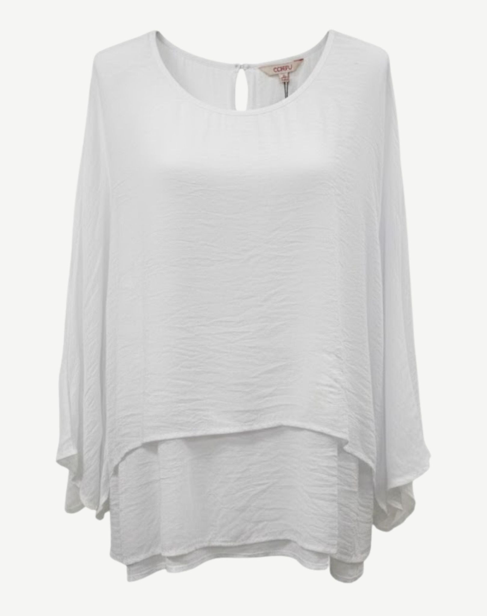 White Crepe Georgette Batwing Blouse Corfu Jeans