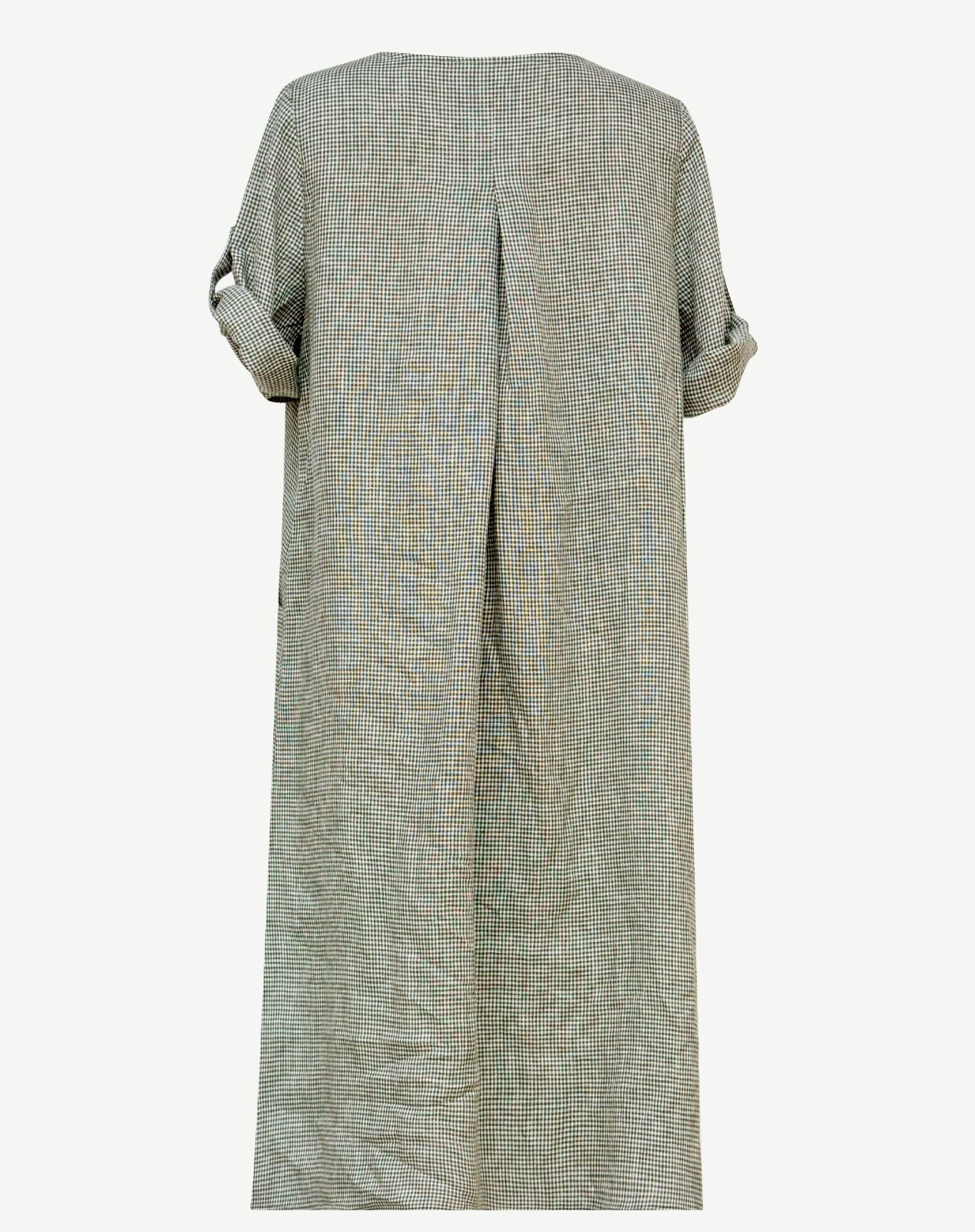 Spring Moss Linen Short Sleeve Dress Corfu Jeans