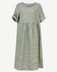 Spring Moss Linen Short Sleeve Dress Corfu Jeans