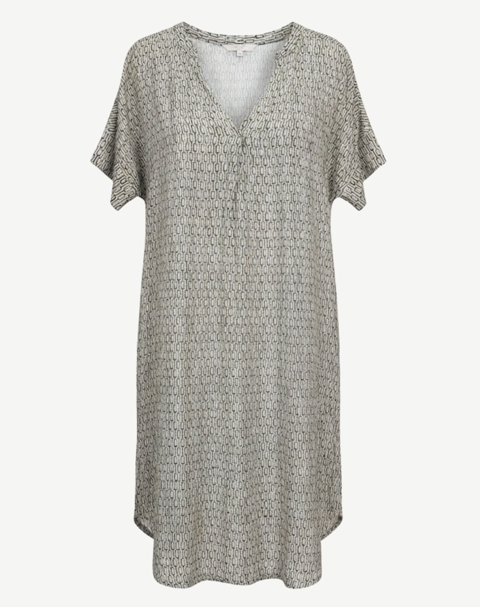 Summer Geo Linen Printed Short Sleeve Dress Corfu Jeans