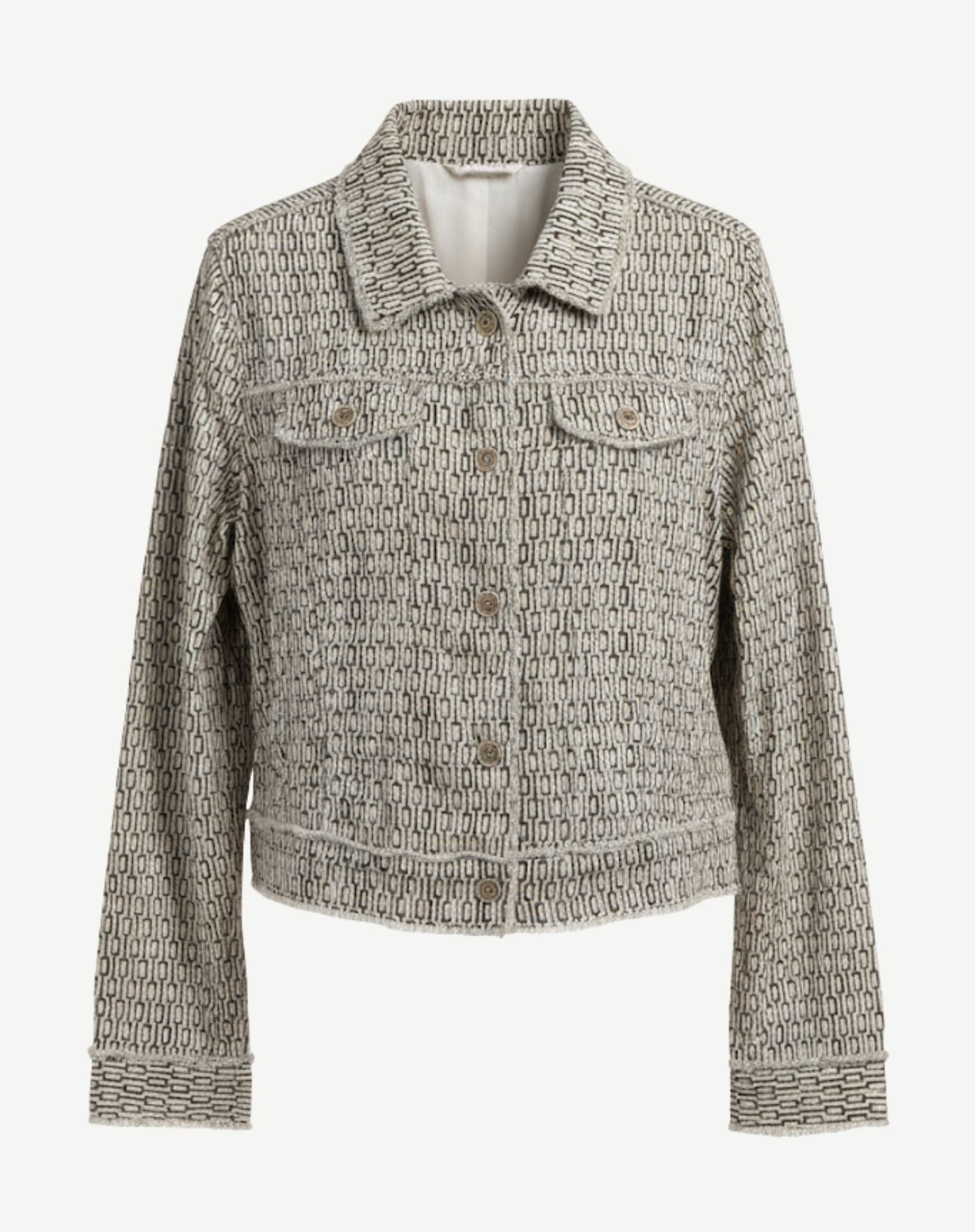 Summer Geo Linen Printed Long Sleeve Jacket Corfu Jeans
