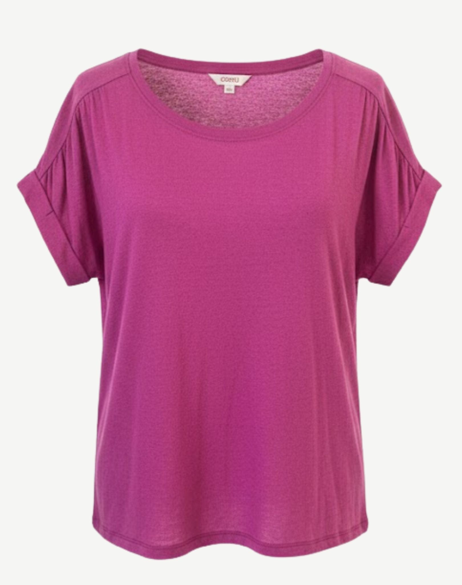 Magenta Rose Linen Blend Short Sleeve Top Corfu Jeans