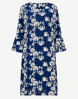 Midnight Blue Embroidered Ruffle Sleeve Midi Dress Corfu Jeans