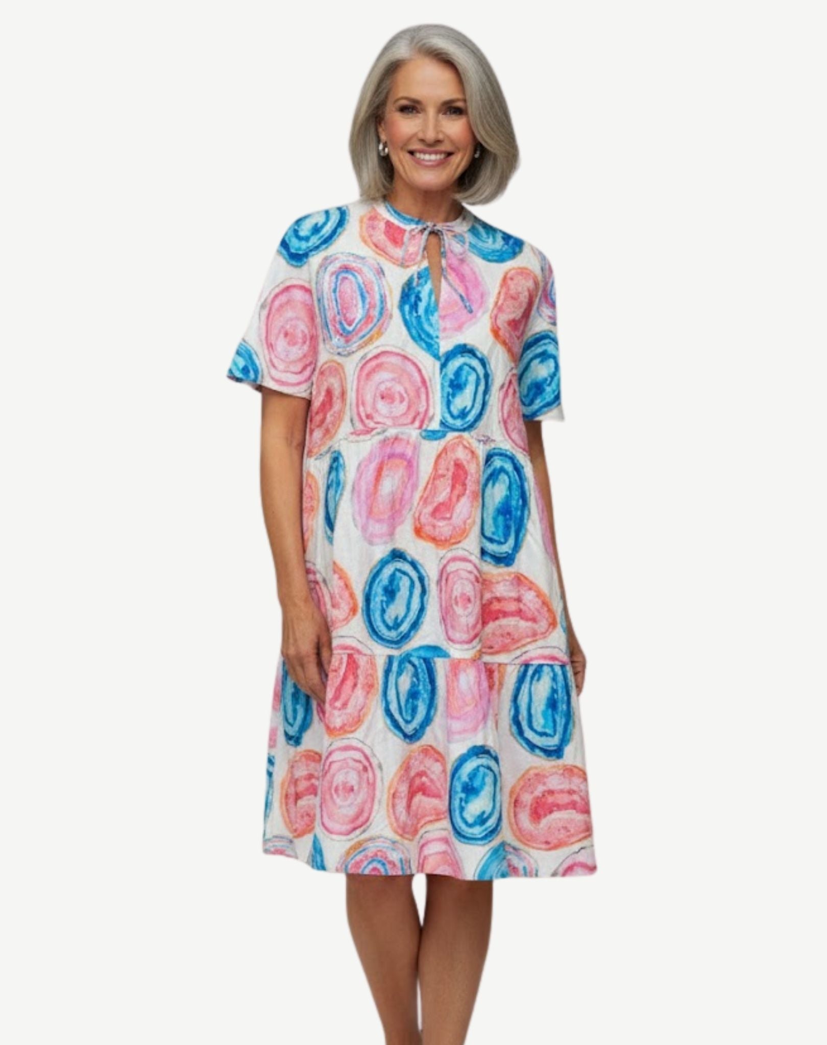 Summer Cirque Viscose Short Sleeve Midi Dress Corfu Jeans