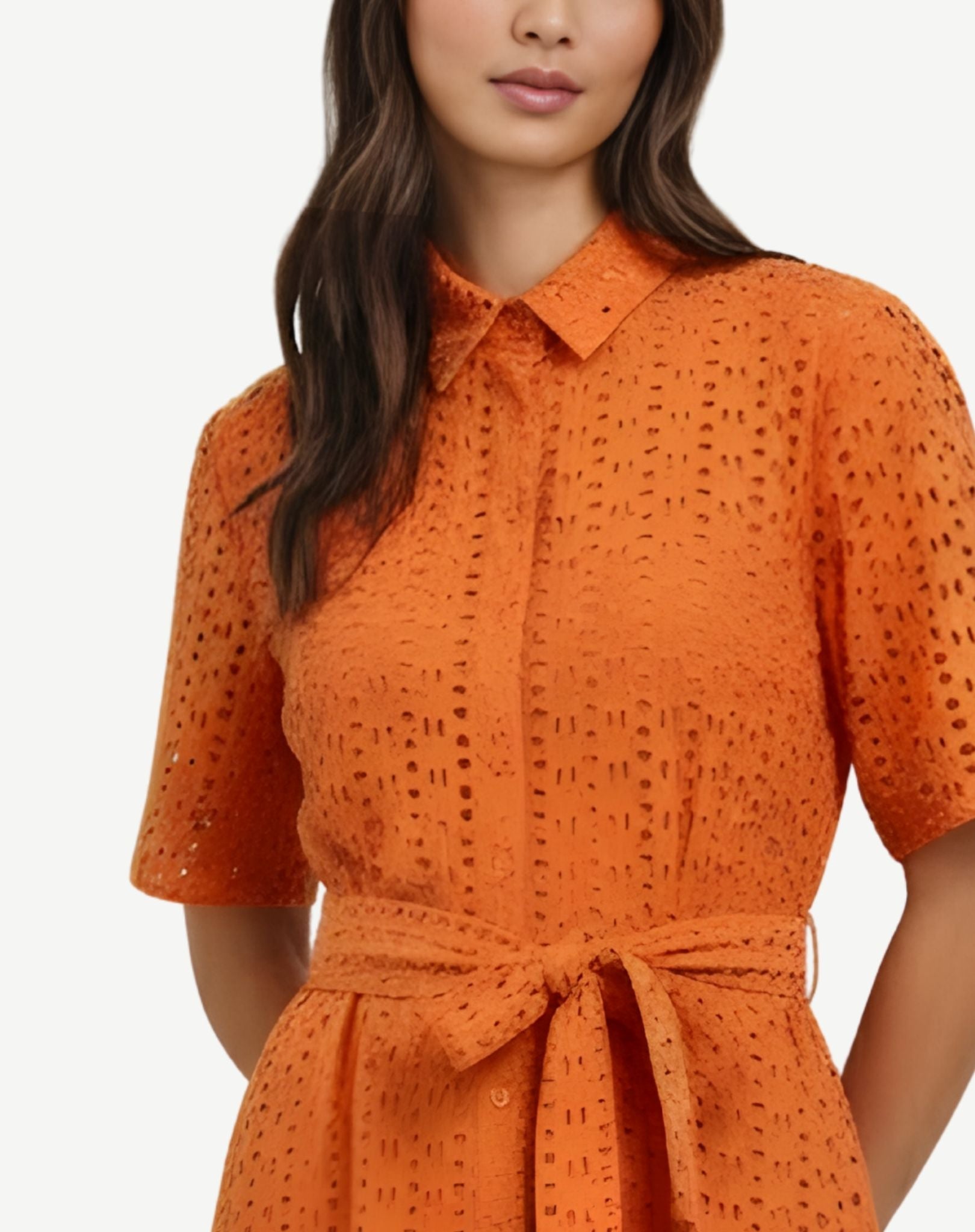 Cinnebar Short Sleeve Cotton Midi Dress with Belt Tie Corfu Jeans