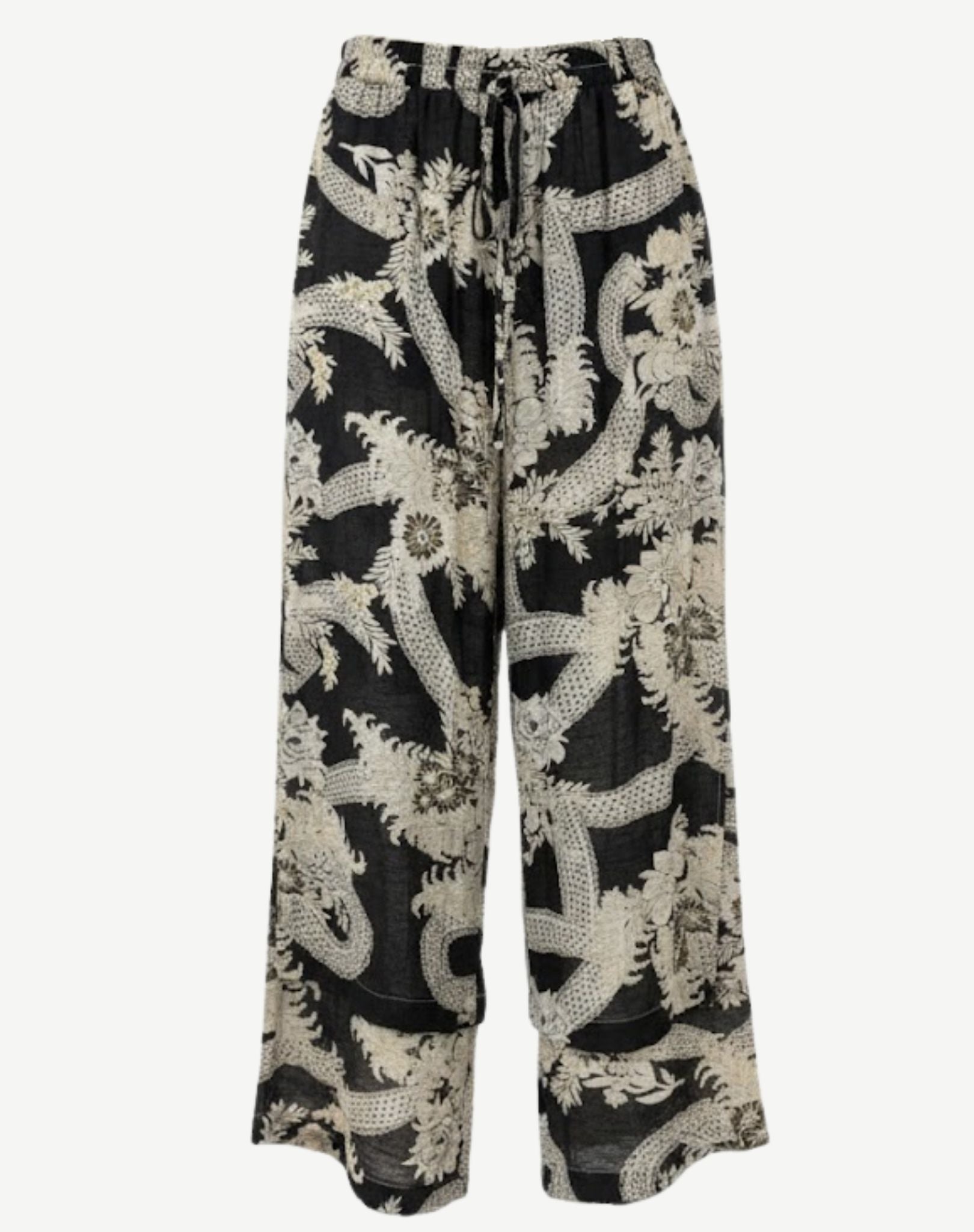 Blue Tan Printed Layered Wide Leg Pant Corfu Jeans