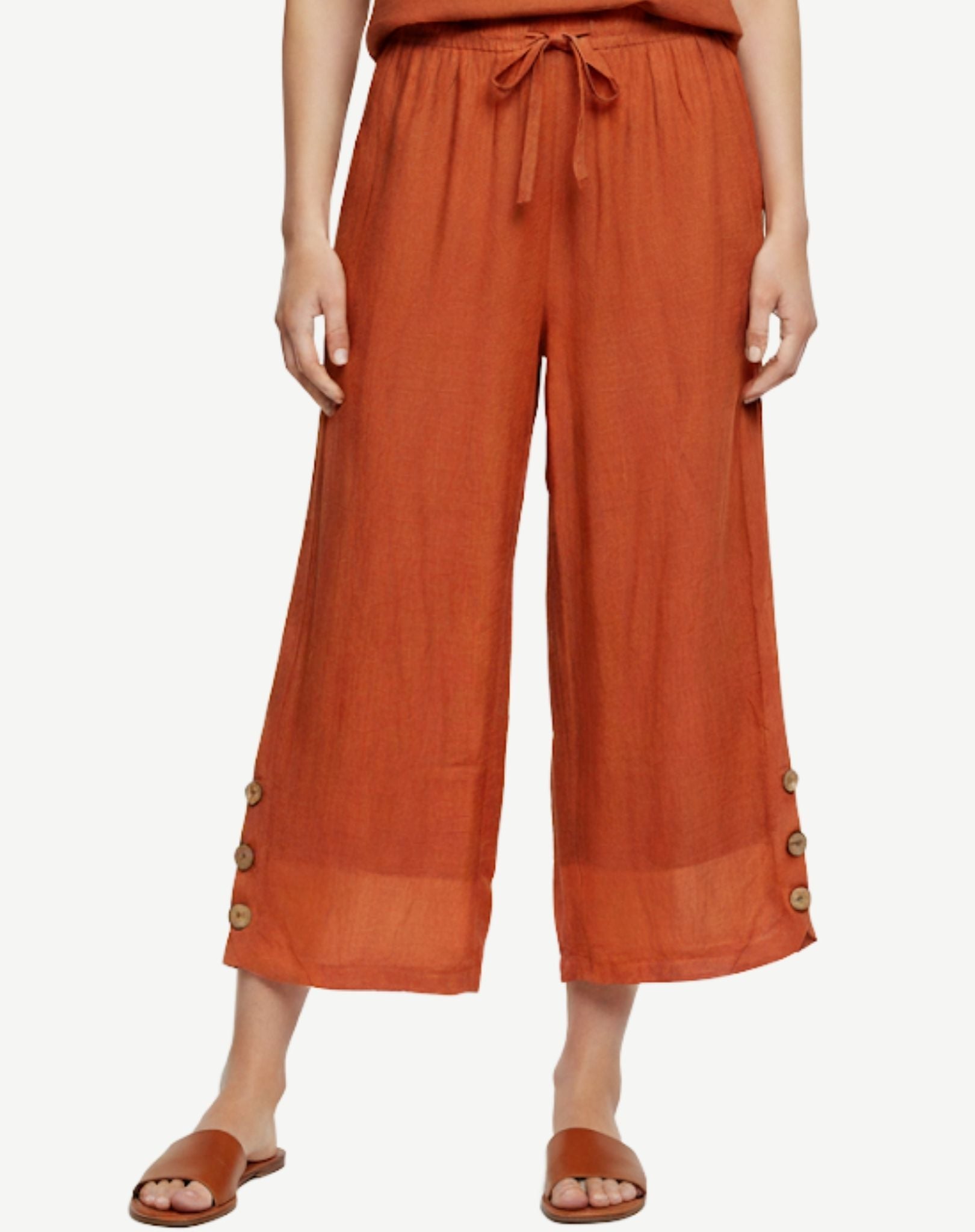 Cinnabar Crepe Georgette 3/4 Pant Corfu Jeans