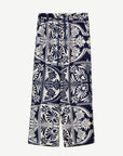 Navy Cream Soft Crepe Print Pants Corfu Jeans