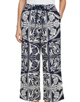 Navy Cream Soft Crepe Print Pants Corfu Jeans