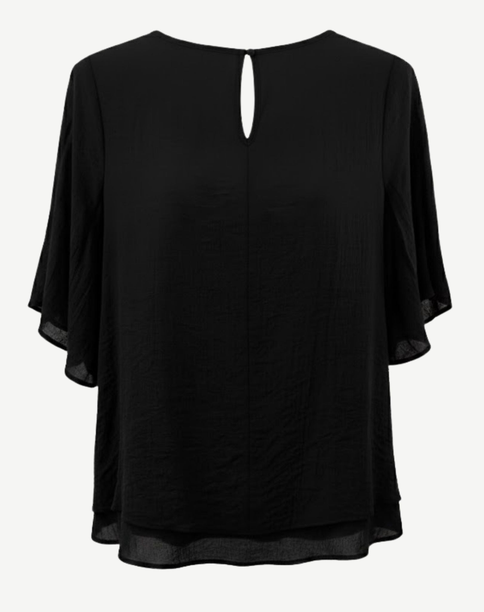 Black Crepe Georgette Flowy Sleeve Blouse Corfu Jeans