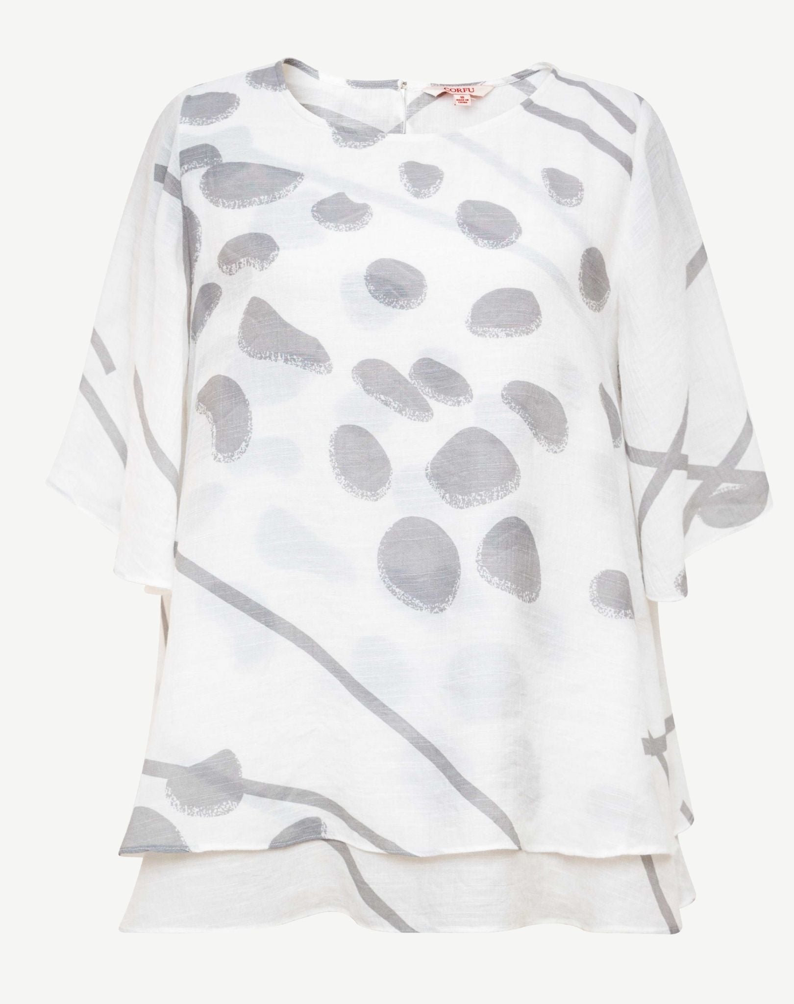 Cloud Drift Crepe Georgette Printed Blouse Corfu Jeans