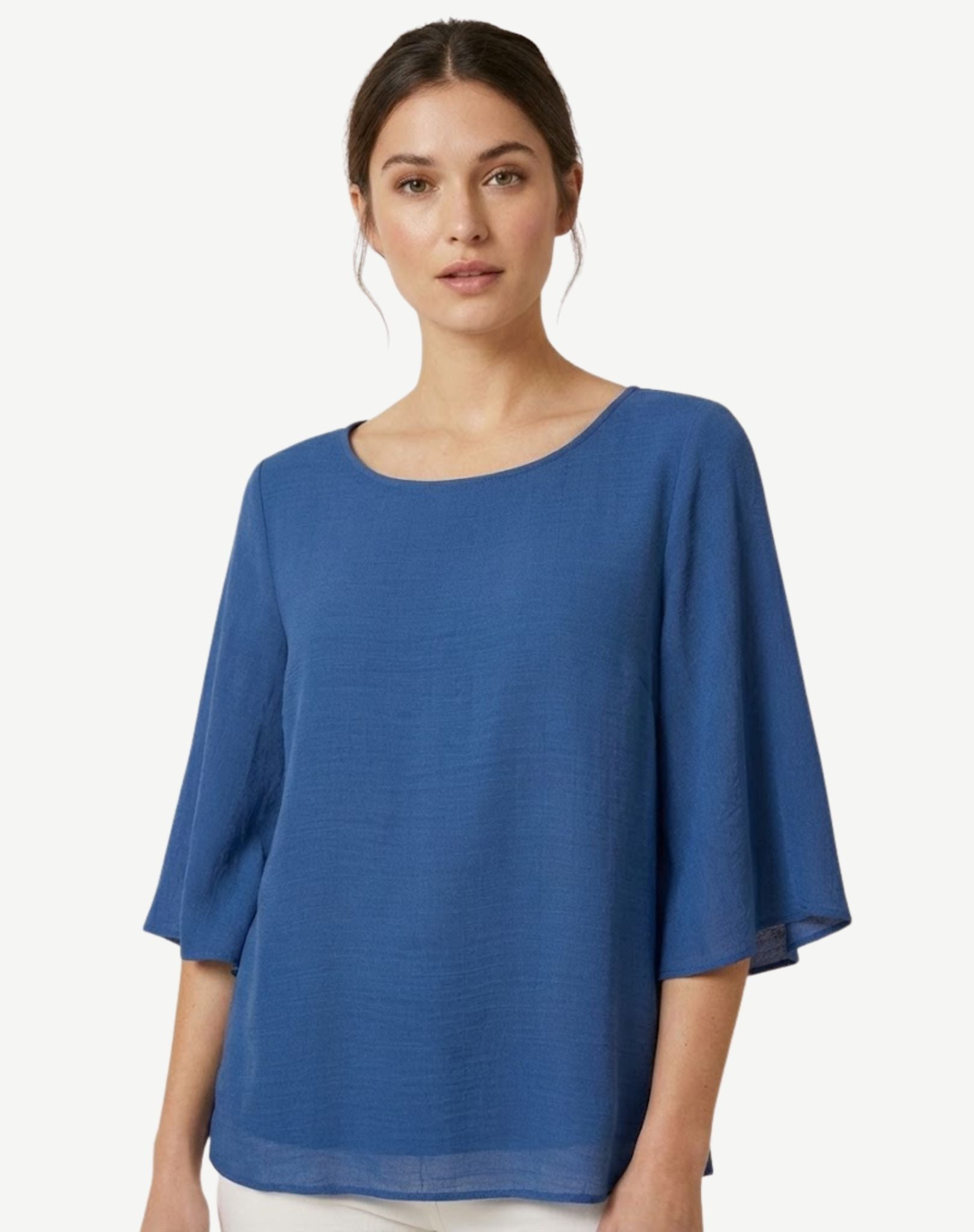 Surf Blue Crepe Georgette Blouse Corfu Jeans