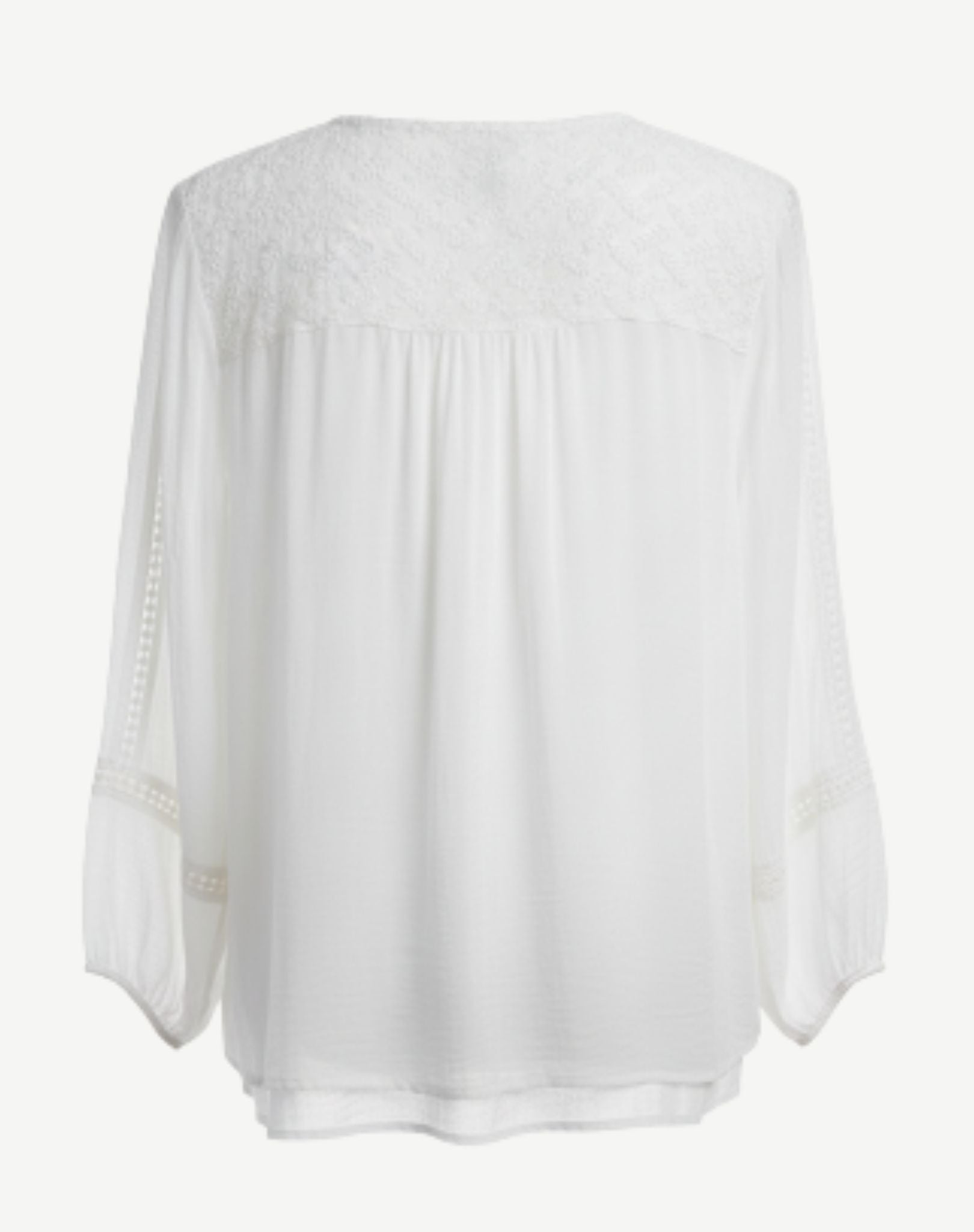 White Crepe Georgette Long Sleeve Blouse Corfu Jeans