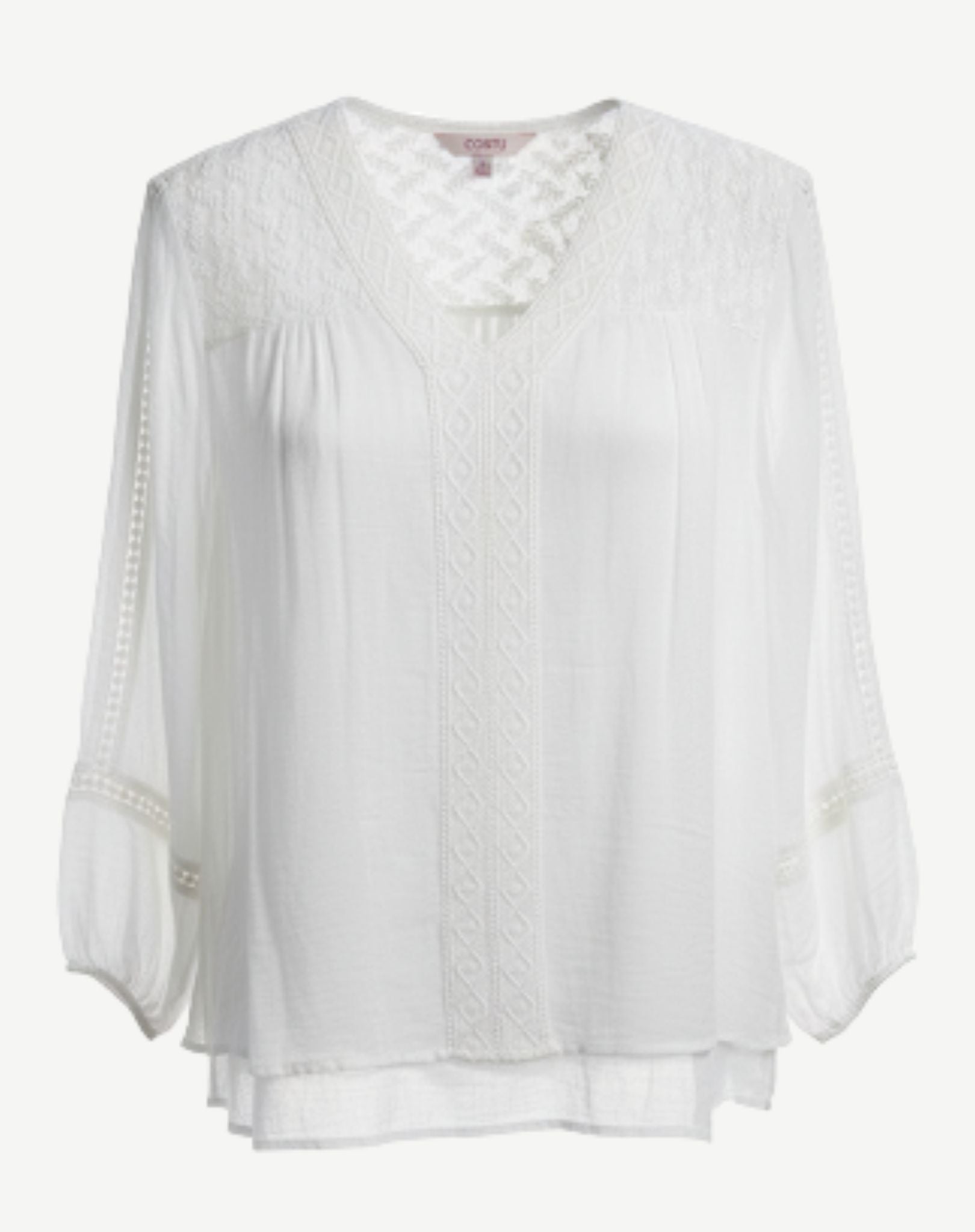 White Crepe Georgette Long Sleeve Blouse Corfu Jeans
