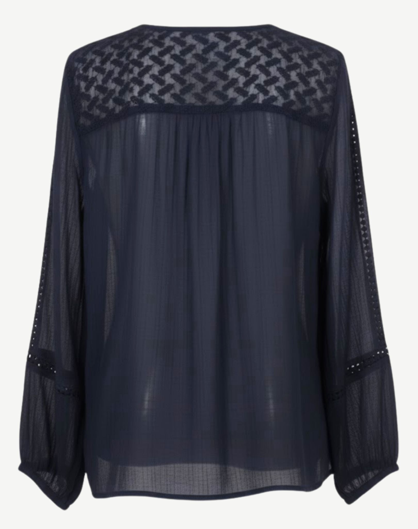 Twilight Navy Georgette Long Sleeve Blouse Corfu Jeans