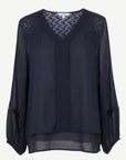 Twilight Navy Georgette Long Sleeve Blouse Corfu Jeans