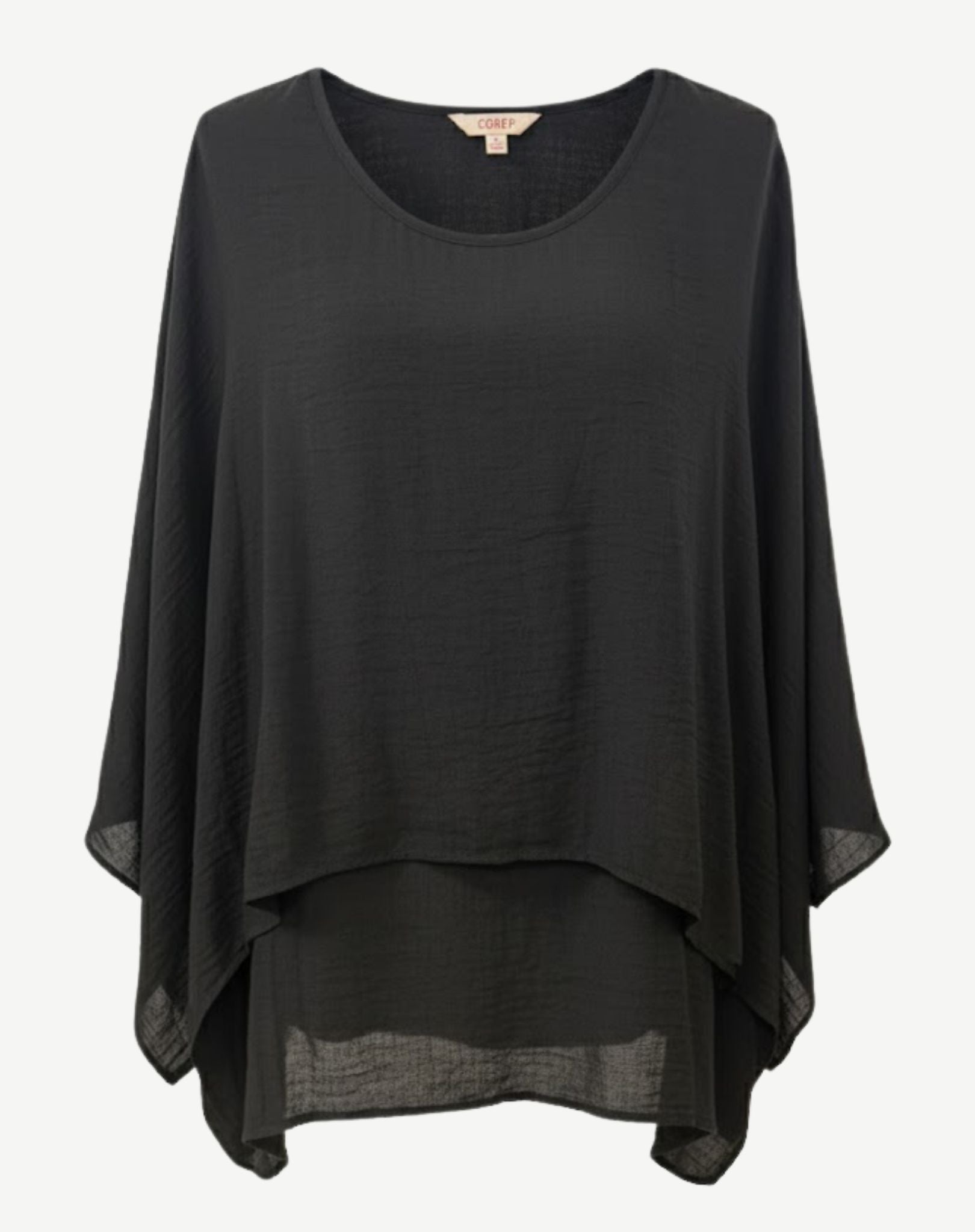 Black Crepe Georgette Batwing Blouse Corfu Jeans