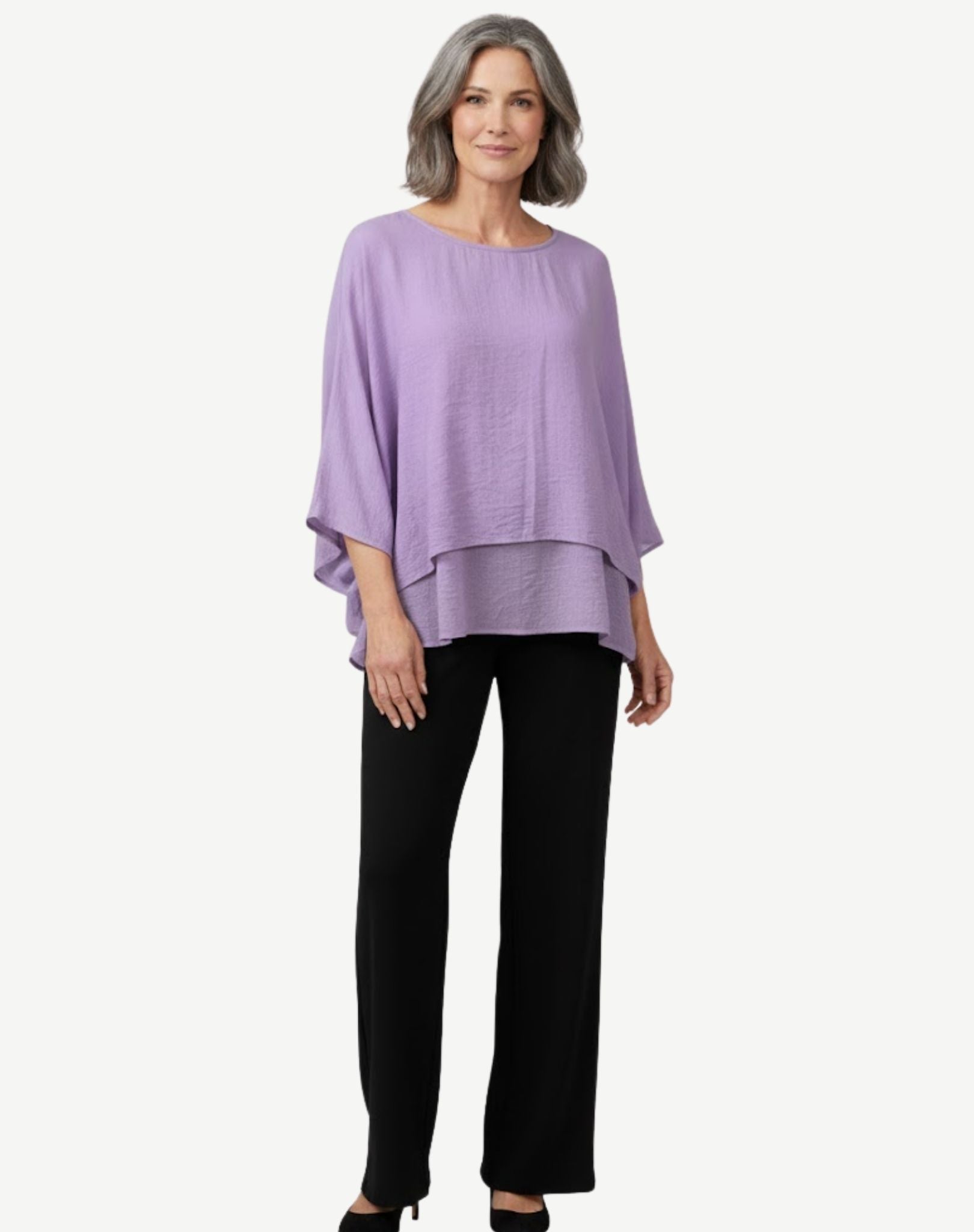 Hydrangea Crepe Georgette Batwing Blouse Corfu Jeans