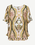 Elderflower Fields Soft Crepe Print Blouse Corfu Jeans