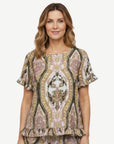 Elderflower Fields Soft Crepe Print Blouse Corfu Jeans