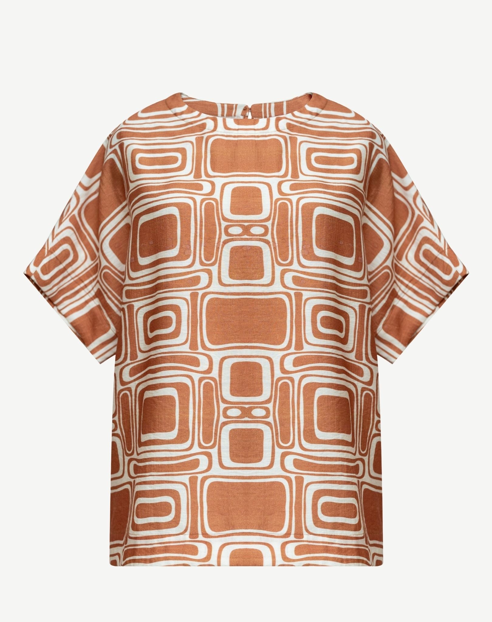 Retro Soft Crepe Print Top Corfu Jeans
