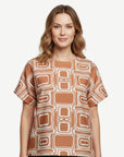 Retro Soft Crepe Print Top Corfu Jeans