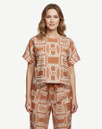 Retro Soft Crepe Print Top Corfu Jeans