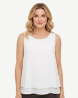 White Crepe Georgette Sleevless Top Corfu Jeans