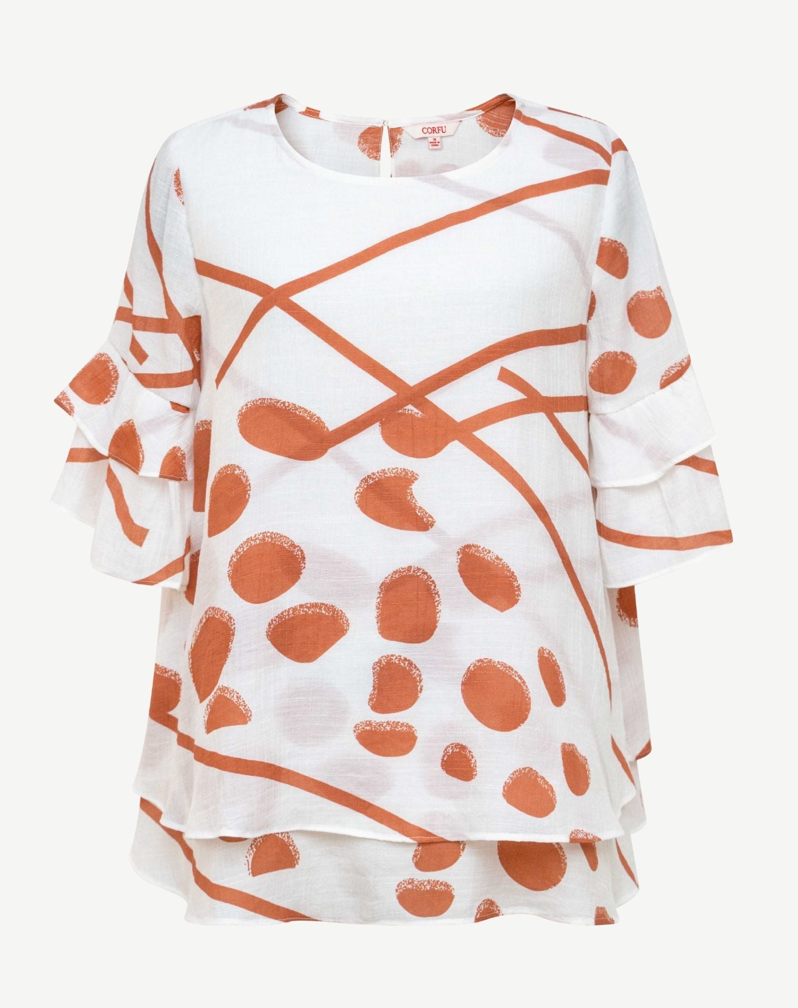Clay Crepe Georgette Printed Blouse Corfu Jeans
