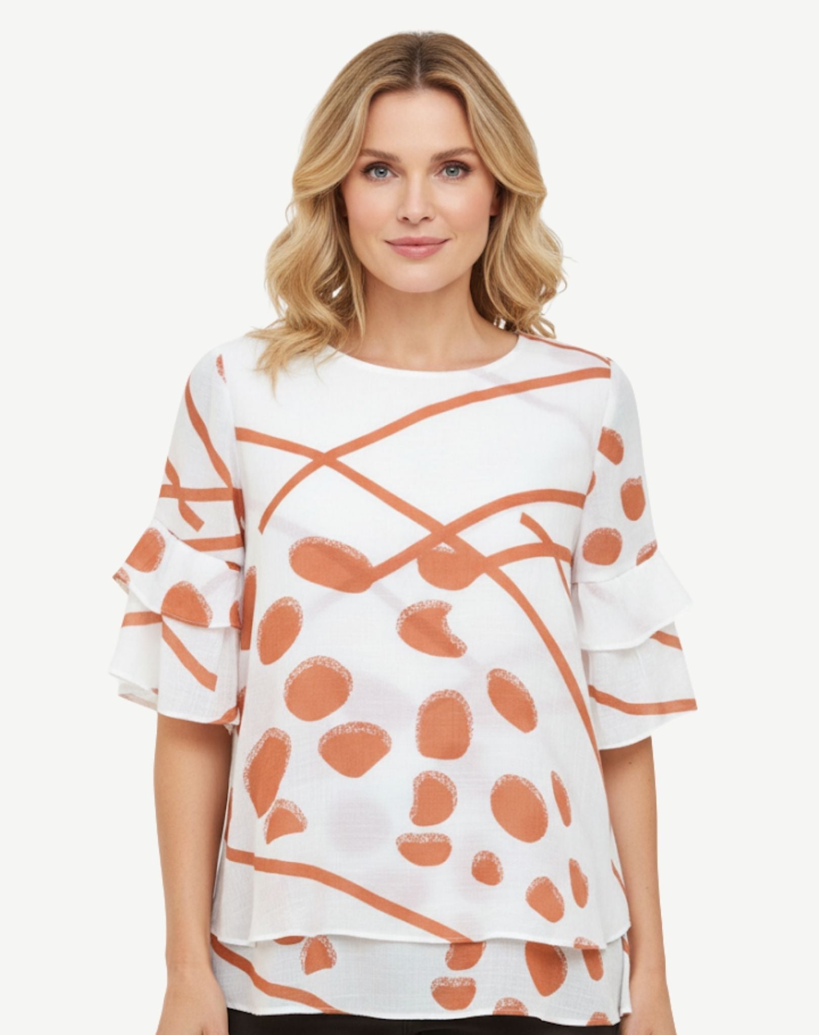 Clay Crepe Georgette Printed Blouse Corfu Jeans