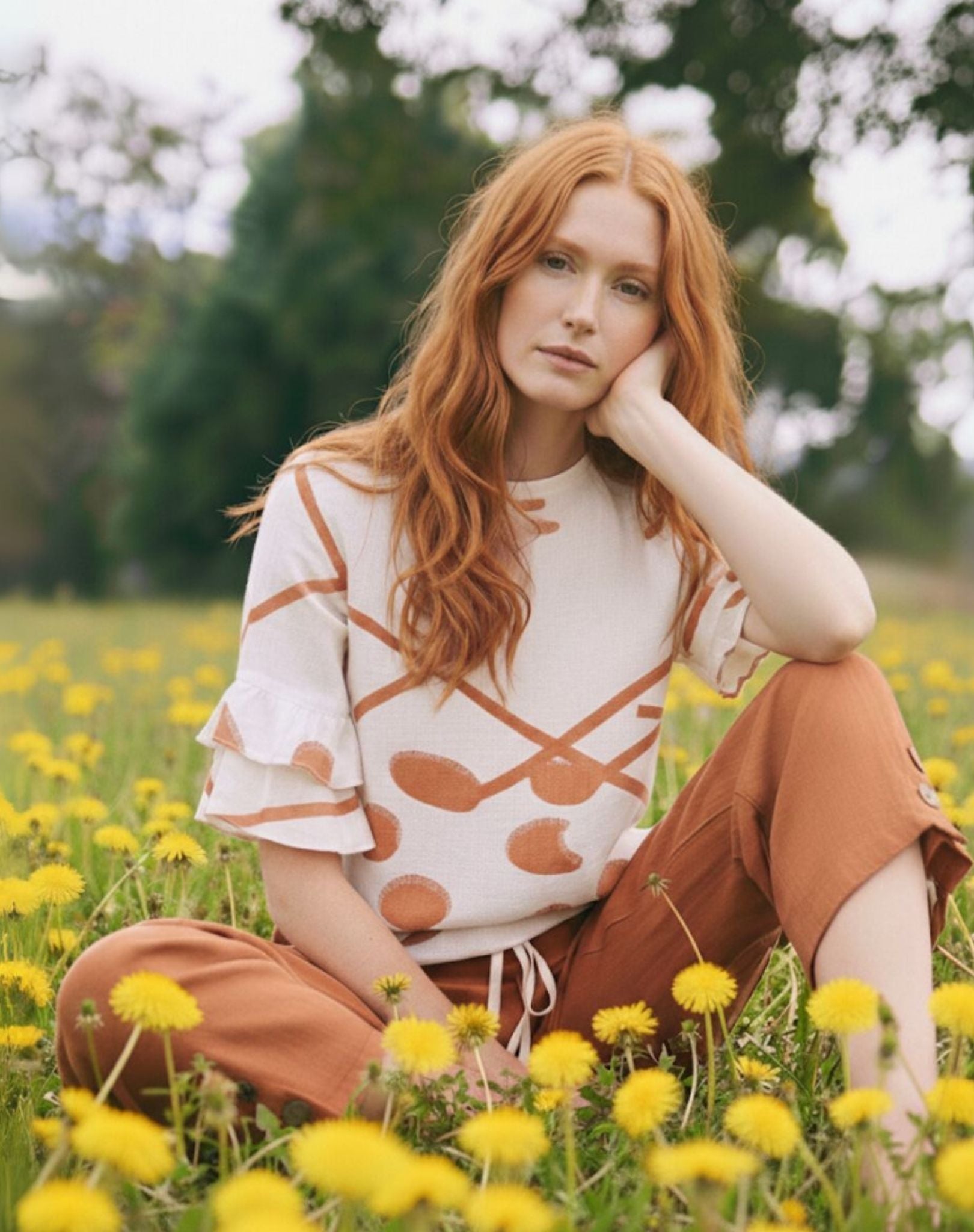 Clay Crepe Georgette Printed Blouse Corfu Jeans