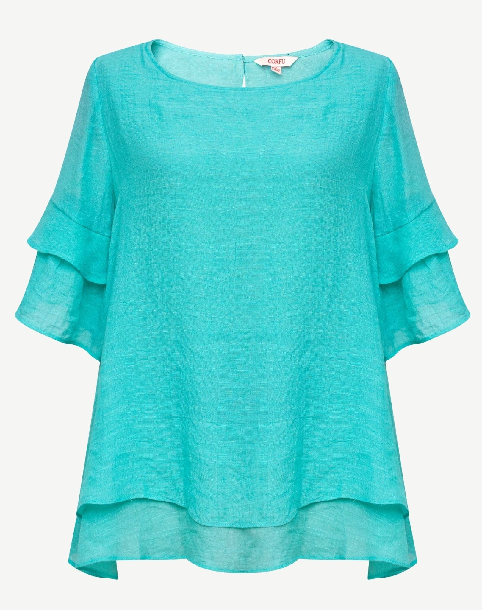 Cream De Mint Crepe Georgette Blouse Corfu Jeans