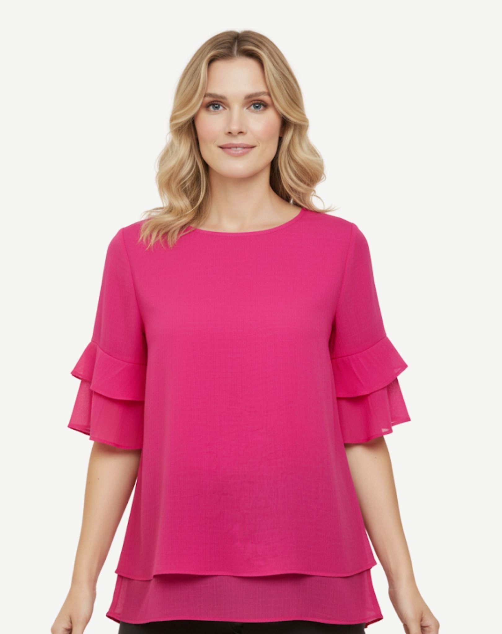 Fuschine Crepe Georgette Blouse Corfu Jeans