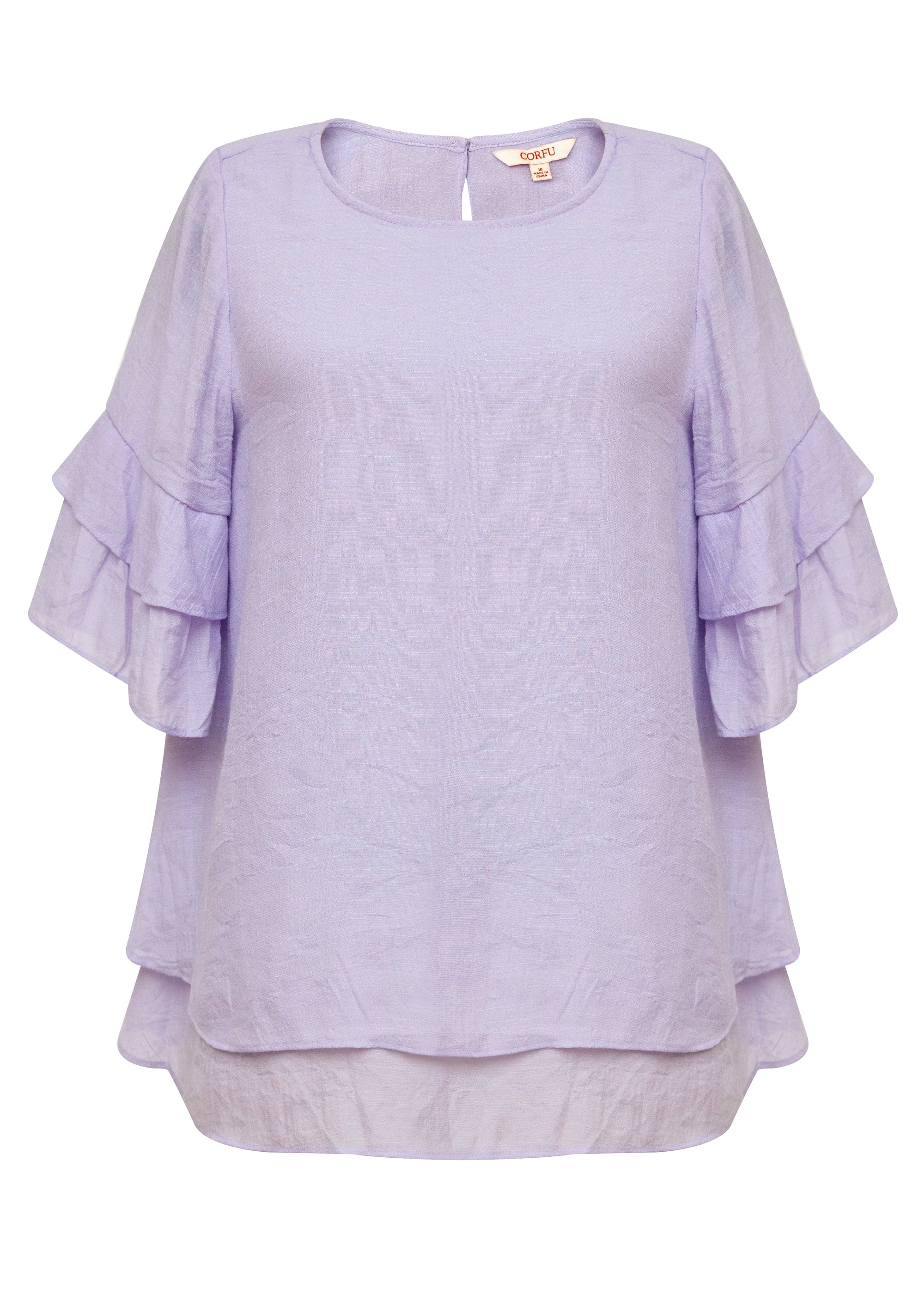 Summer Iris Layered Ruffle Sleeve Blouse Corfu Jeans